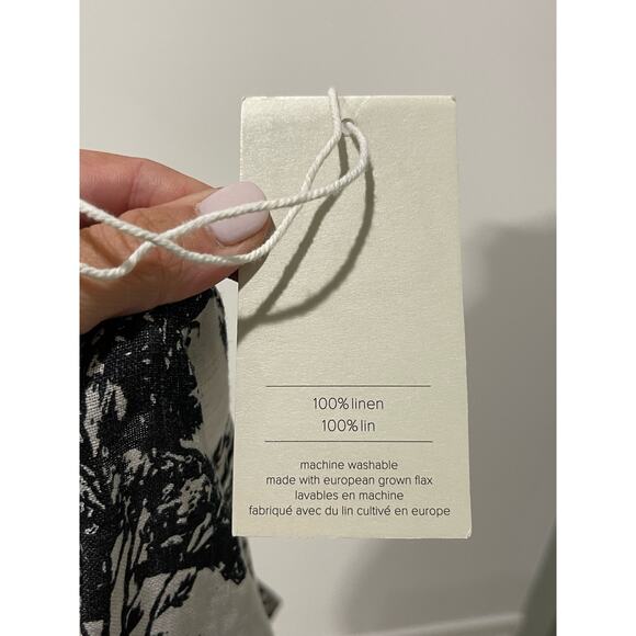 NWT Joie 100% Linen Pants Women 12 Ivory Black Wide Leg Natural Tree Hippie Boho - Picture 8 of 9